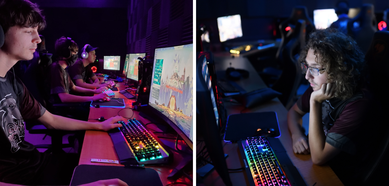 two pictures of fscc esports players 