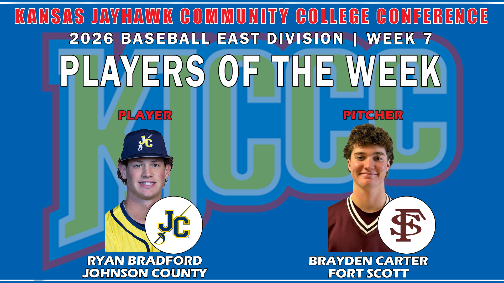 KJCCC Baseball East Division 1 Players of the Week - Week 7